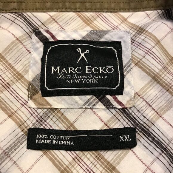 Marc Ecko of New York brown plaid button front short sleeve shirt XXL - Picture 5 of 5